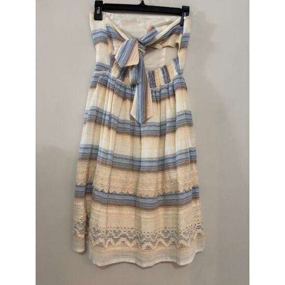 Anthropologie Sami Dress Small Lagenlook Lace Guazy Strapless Tie back Midi - Picture 4 of 9